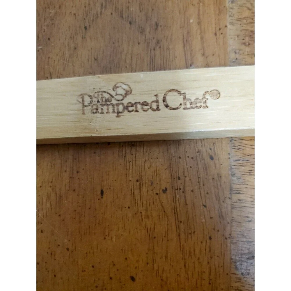 Pampered Chef Slotted Bamboo Wood Wooden Serving Cooking Spoon